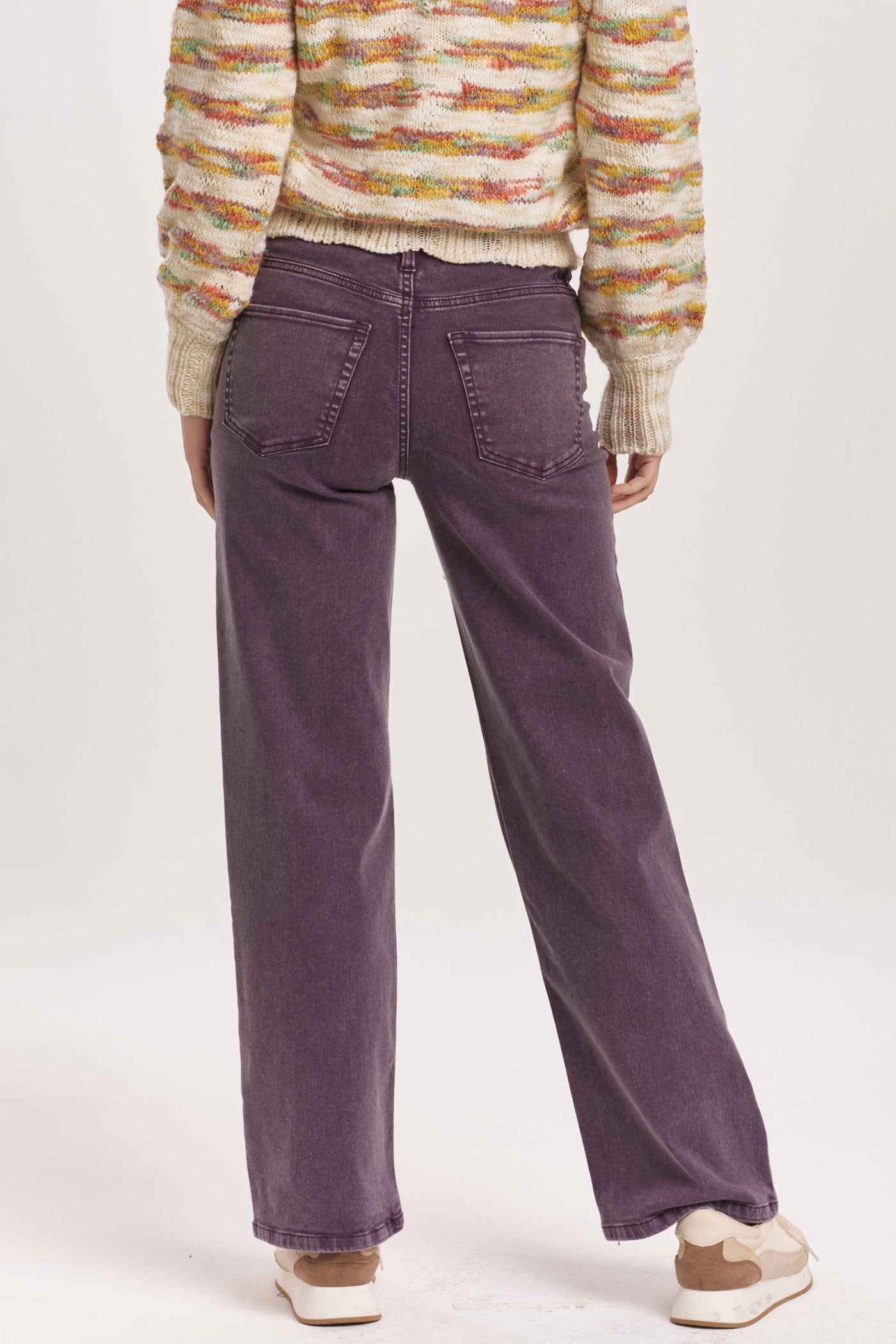 Holly High Rise Wide Leg Jean - Purple Plum