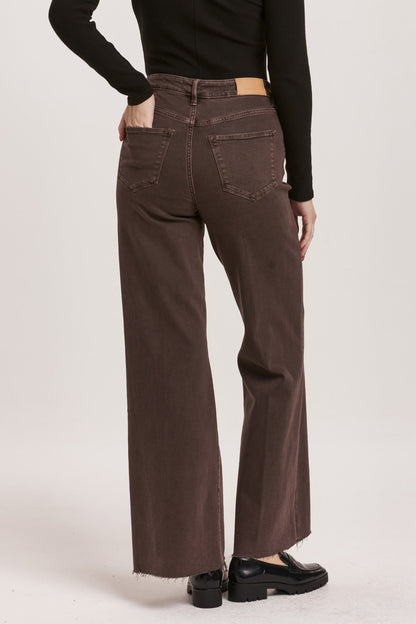 Fiona High Rise Wide Leg Jeans - Mocha Brown