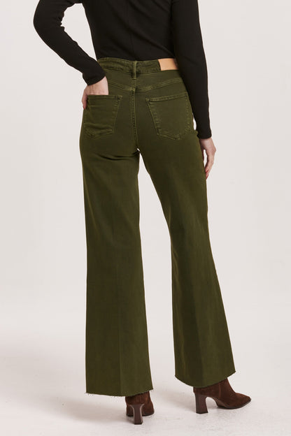 Fiona High Rise Wide Leg Jean - Pine