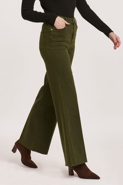 Fiona High Rise Wide Leg Jean - Pine