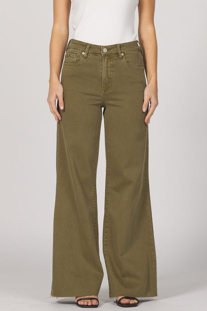 Fiona High Rise Wide Leg Pant - Olive Branch