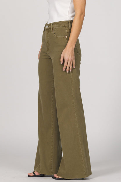 Fiona High Rise Wide Leg Pant - Olive Branch