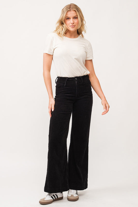 Fiona High Rise Wide Leg Pant - Black