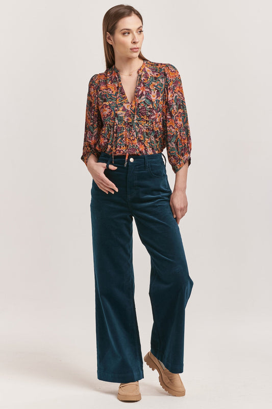 Audrey High Rise Pant-Teal