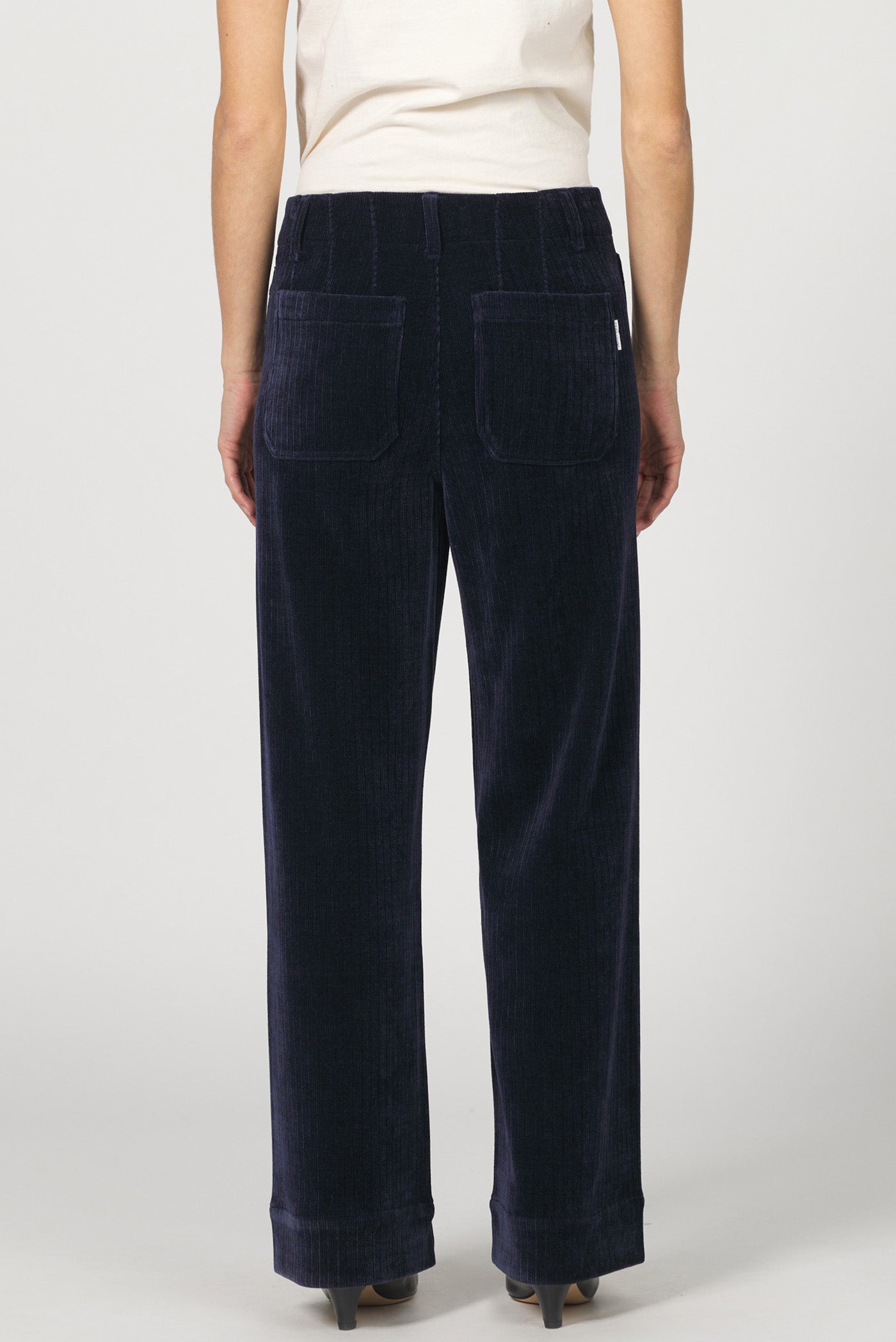 Audrey Wide Leg Corduroy Pant - Black Iris