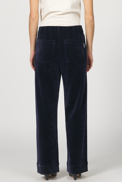 Audrey Wide Leg Corduroy Pant - Black Iris