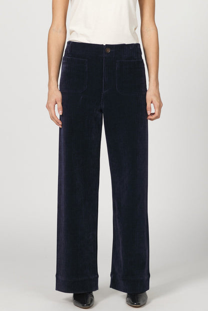 Audrey Wide Leg Corduroy Pant - Black Iris