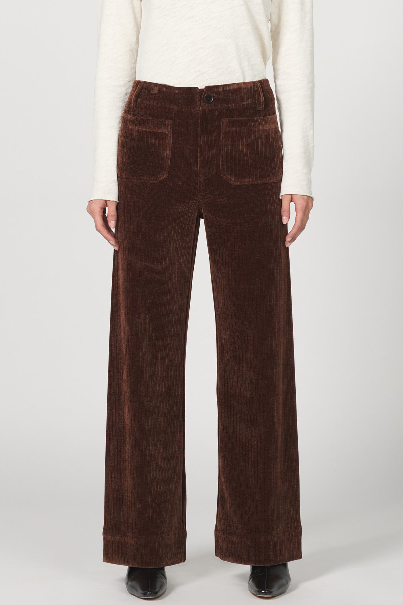 Audrey Wide Leg Corduroy Pant - Cappuccino