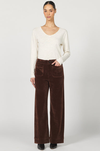 Audrey Wide Leg Corduroy Pant - Cappuccino