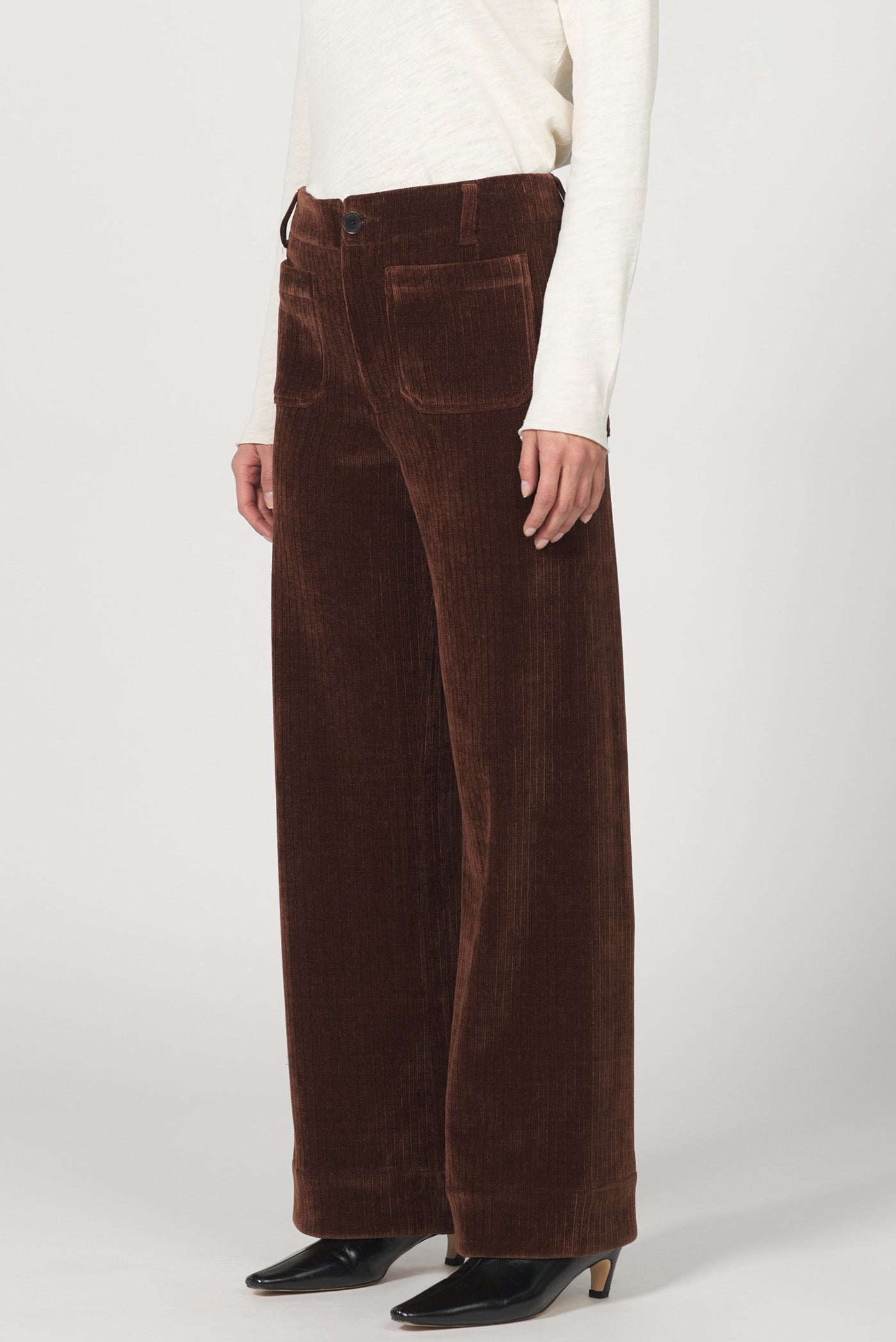 Audrey Wide Leg Corduroy Pant - Cappuccino