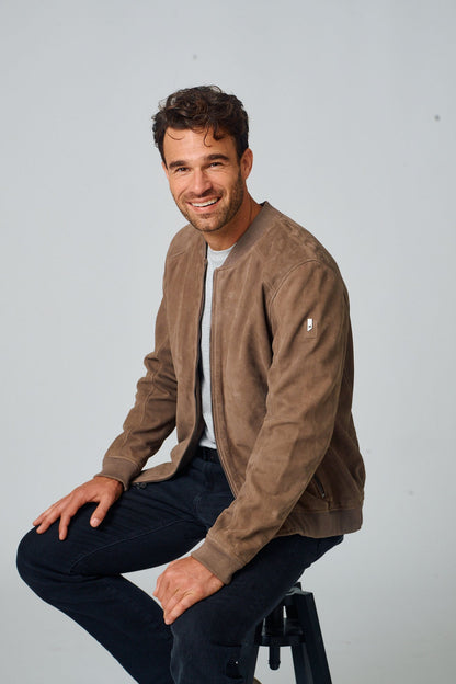 Men's Gustie UF Leather Jacket - Taupe