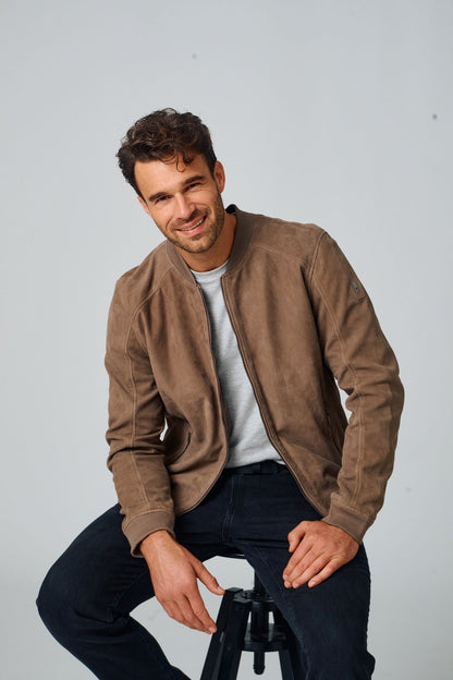 Men's Gustie UF Leather Jacket - Taupe