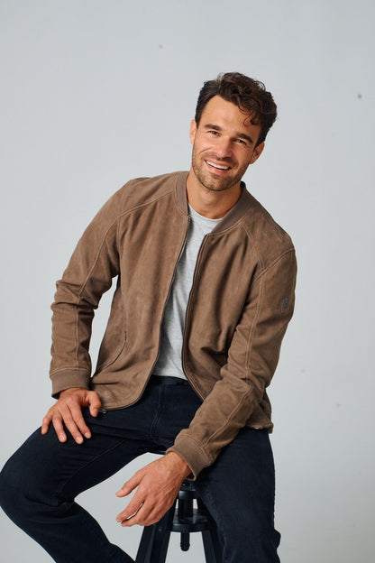 Men's Gustie UF Leather Jacket - Taupe