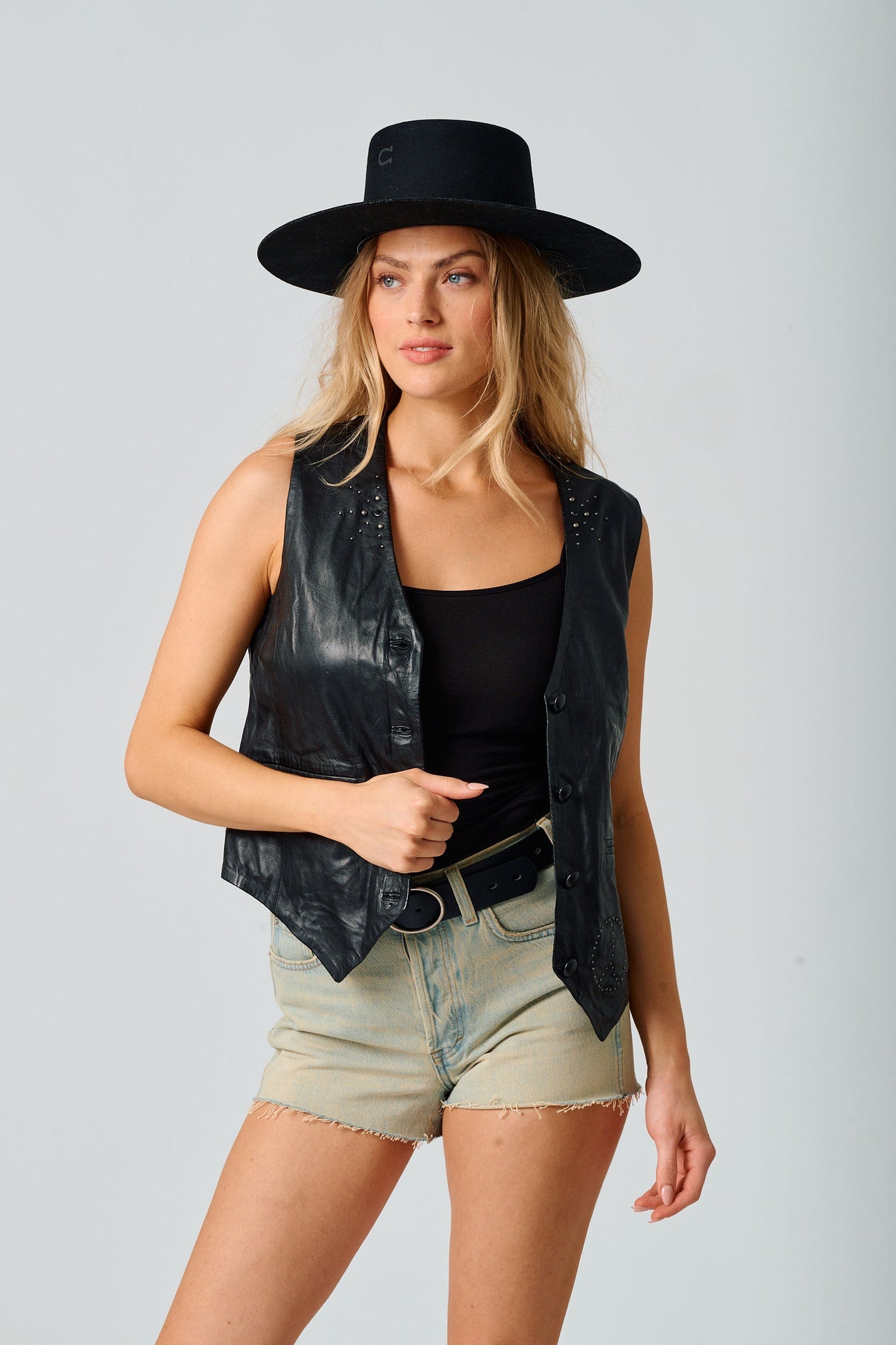 Women's Harmony RF Leather Vest - Black