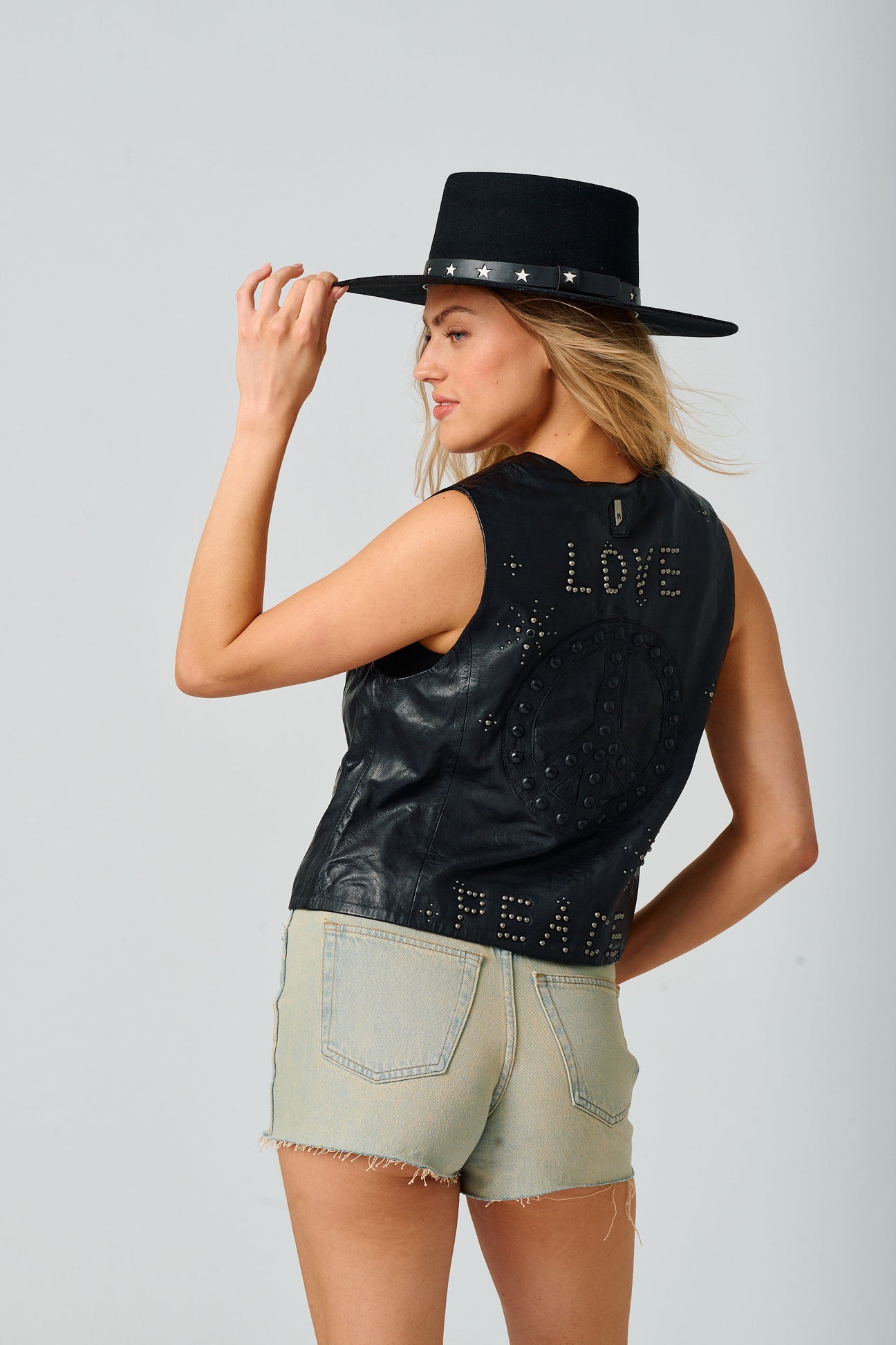 Women's Harmony RF Leather Vest - Black