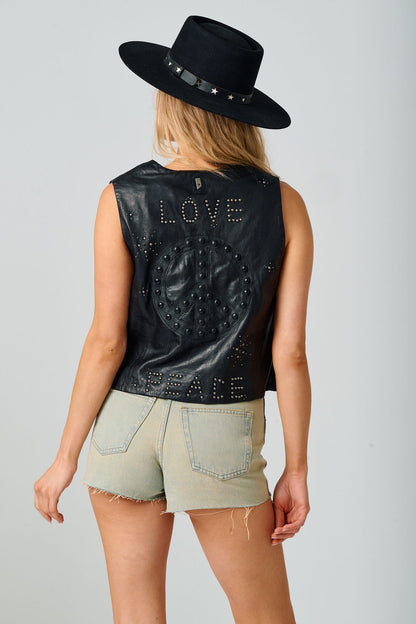 Women's Harmony RF Leather Vest - Black