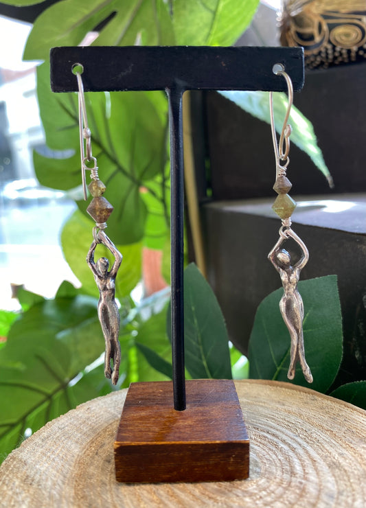 Fine Silver Extended Ladies/Roman Glass Earring *425E-9