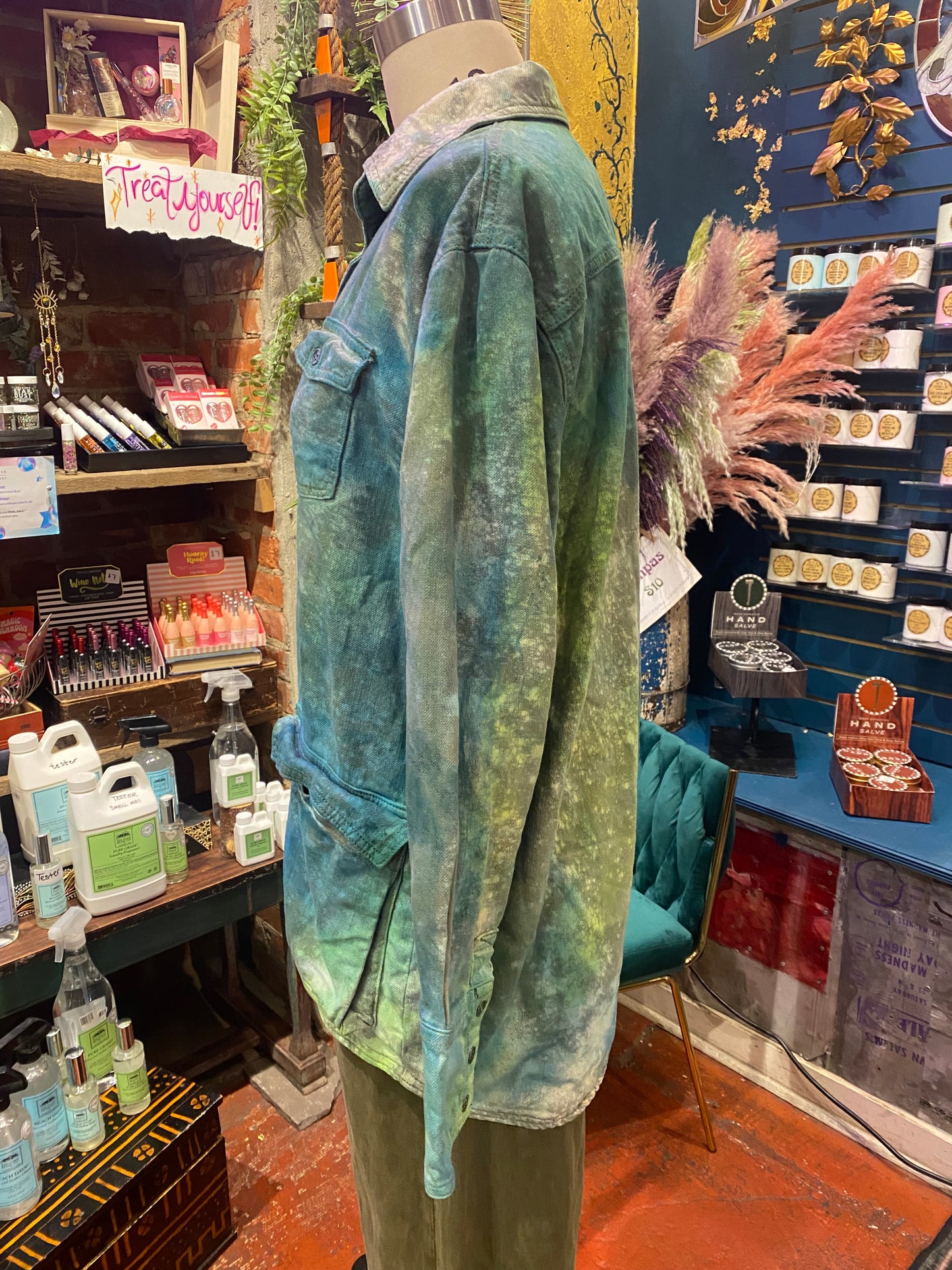 Custom Dyed Denim Jacket - Pine