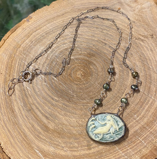 Small Mermaid Cameo Necklace *N253
