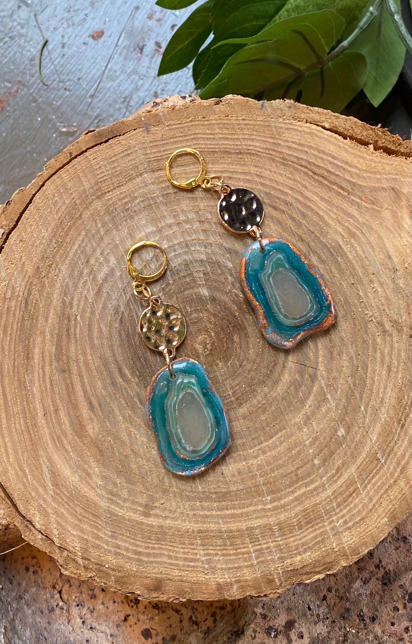 Teal Geodes with Metal Drops *E23