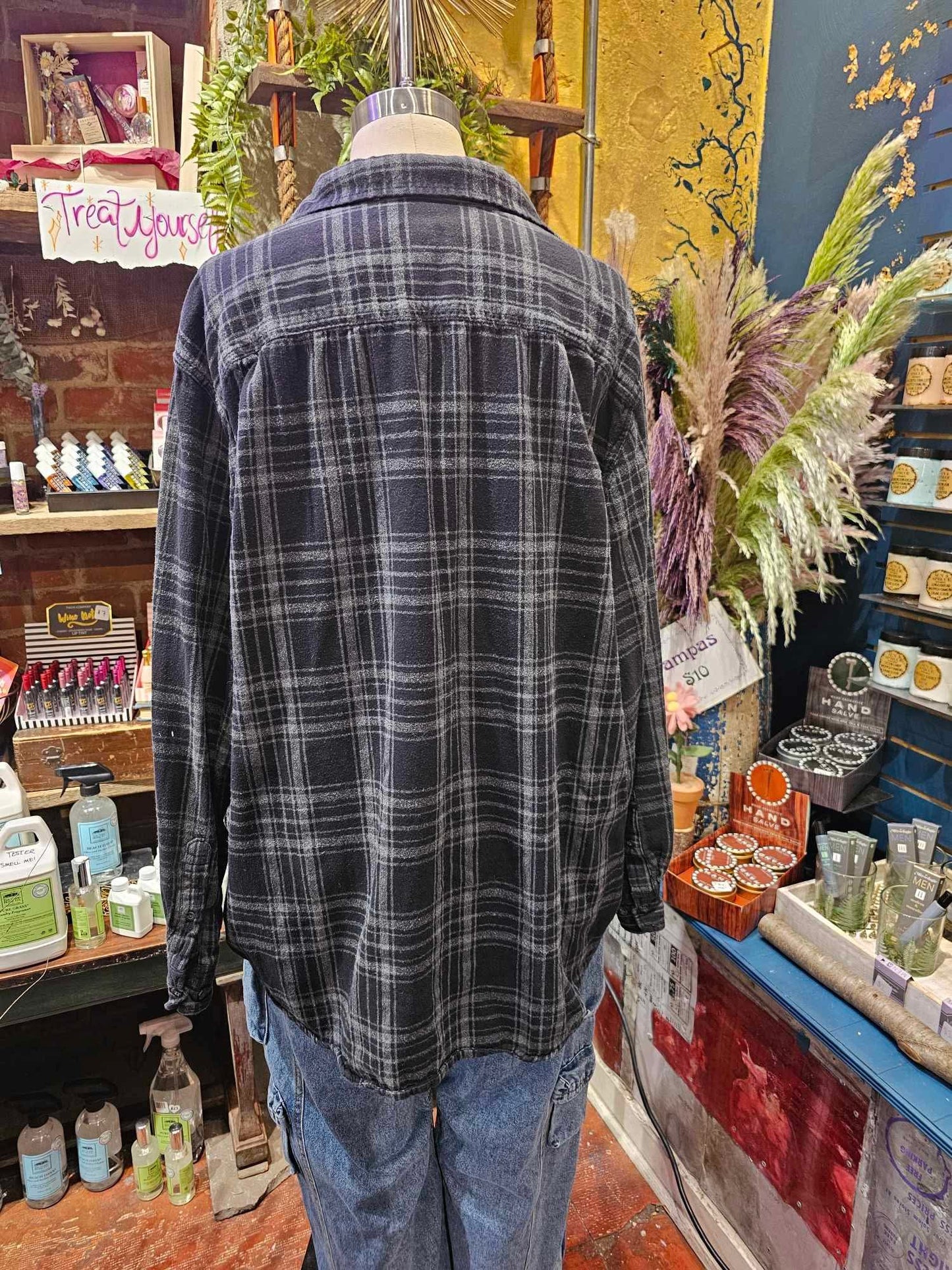 Floral Flannel - Handpainted & Upcycled - IH3*