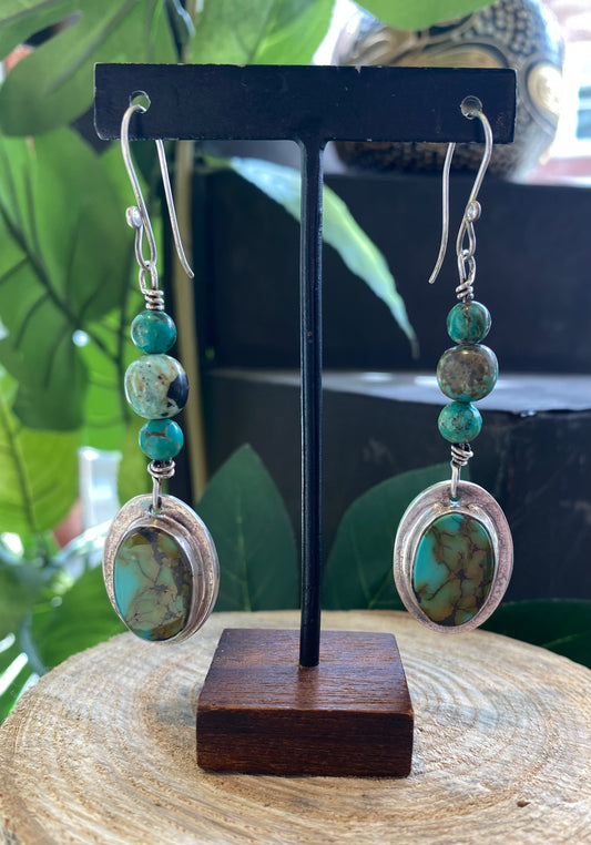 Fine Silver Turquoise Dangle Earring *425E-36