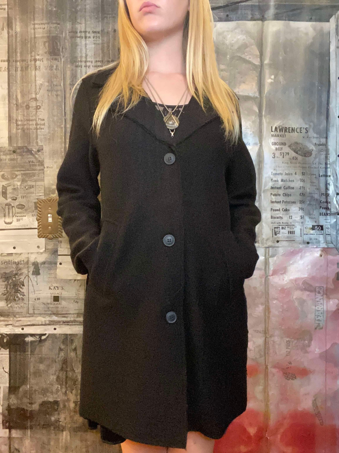 Long Wool Coat - Black