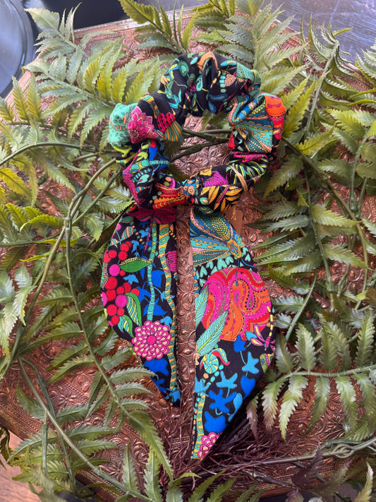 Colorful Flowers / Black Scrunchie Scarf #SS13*