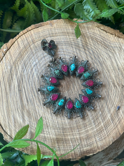 Ruby & Turquoise Urn Pendant