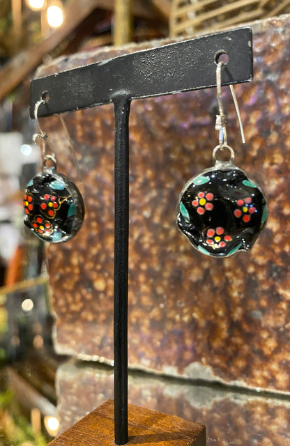 Vintage Round Japanese Floral Earrings