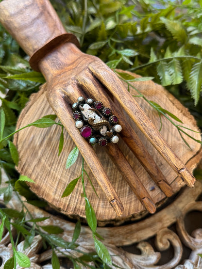 Pearl, Ruby & Turquoise Seahorse Ring