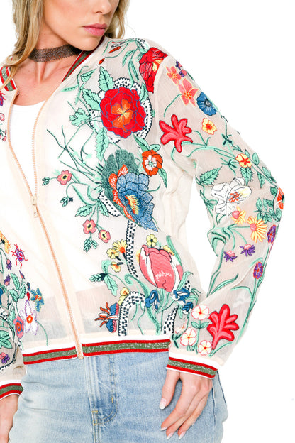 Bellezza Embroidered Jacket - Ivory Floral