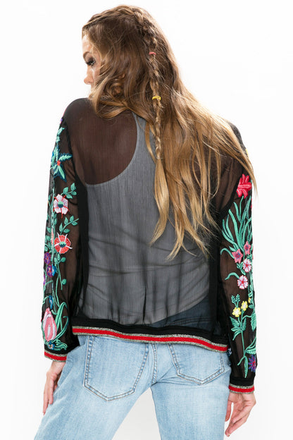Bellezza Embroidered Jacket - Black Floral
