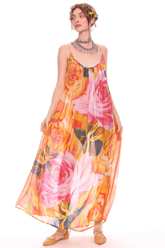 EXOTIC MAXI DRESS - Peach Floral