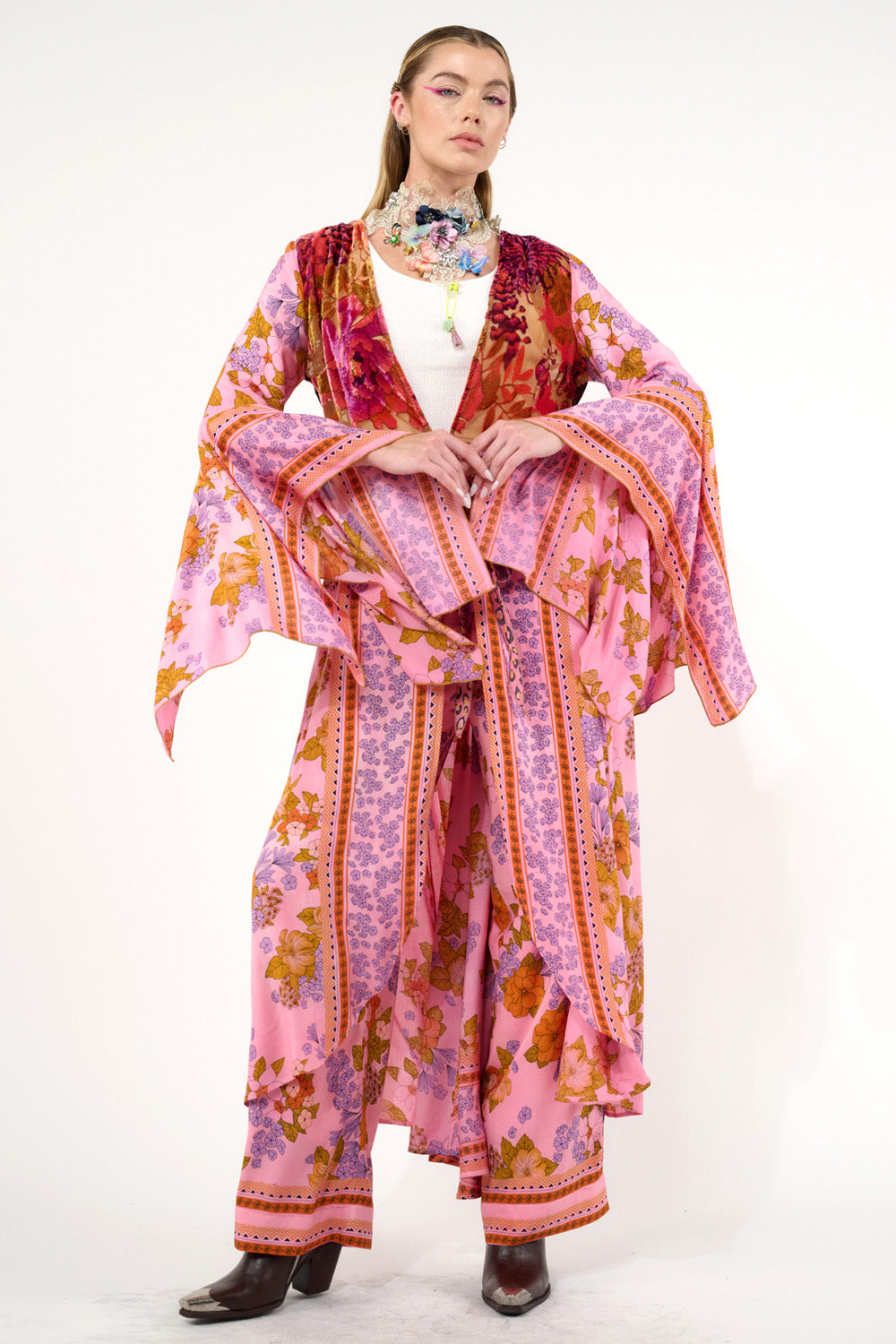 Golden Aurela Kimono - Vintage Rose