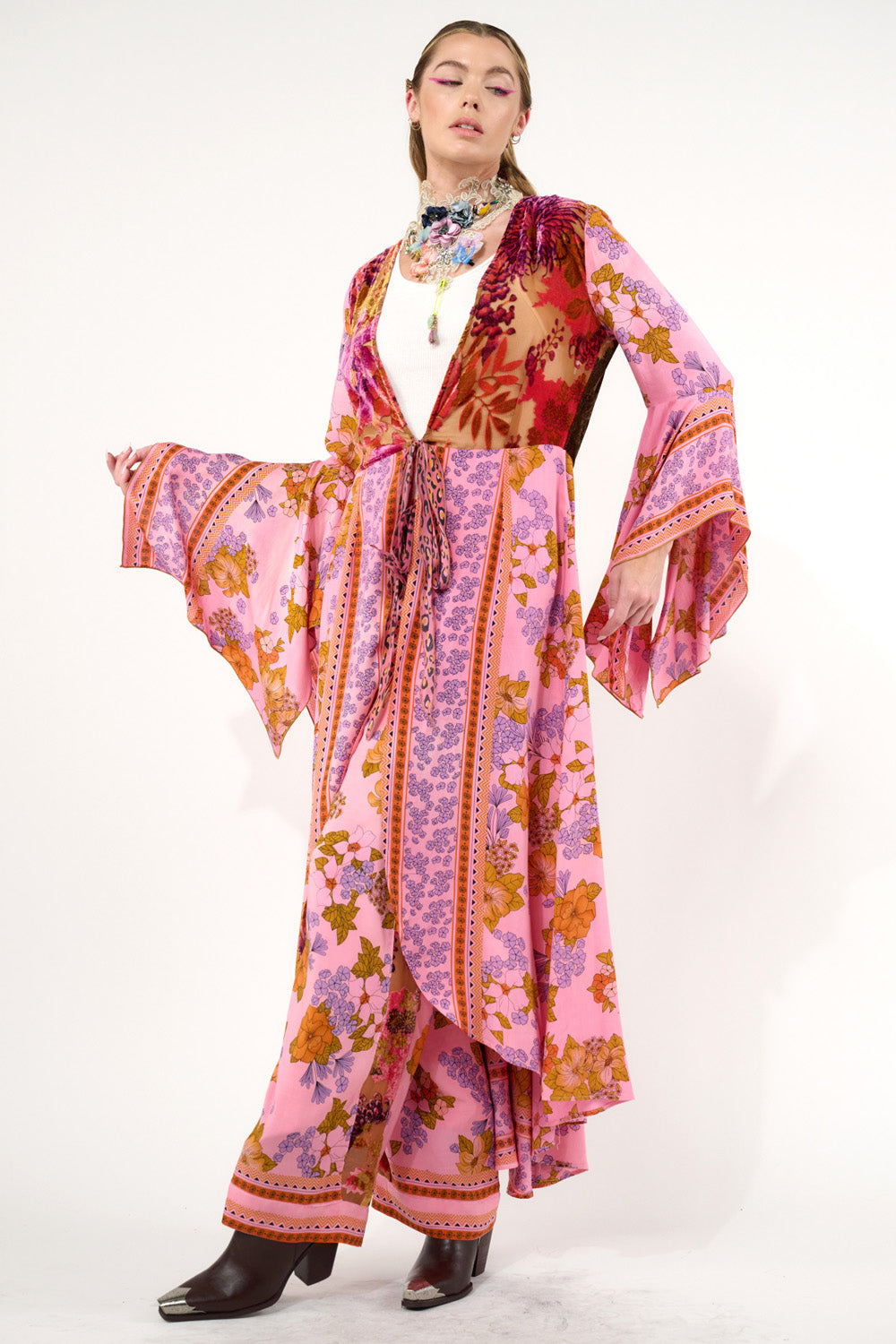 Golden Aurela Kimono - Vintage Rose