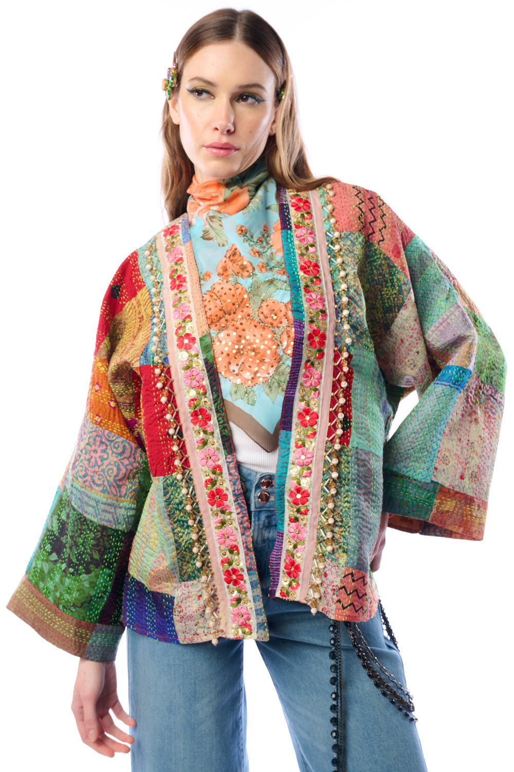 Audrey - Hand-stitched Kimono - Multi