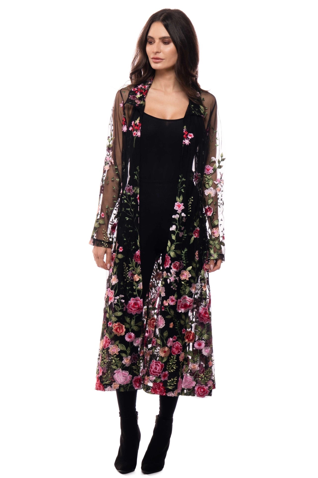 Embr Mesh Floral Duster