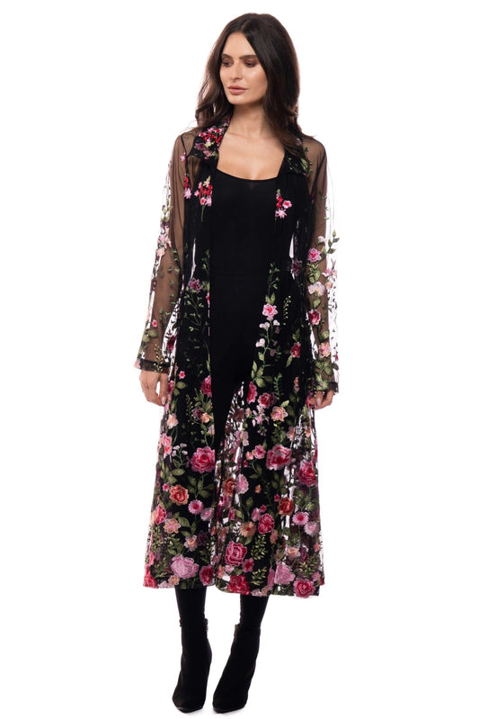 Embr Mesh Floral Duster