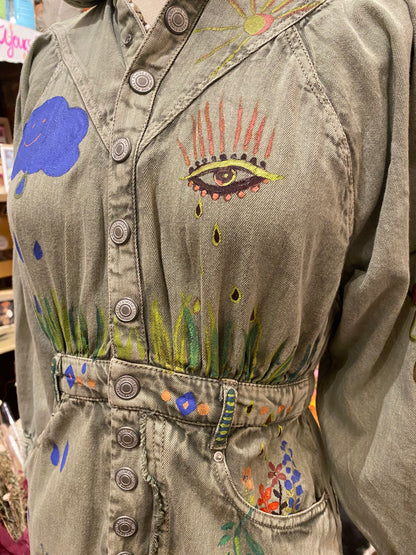 Snail Trail Free People Green Denim Dress - Sharayah Doty*