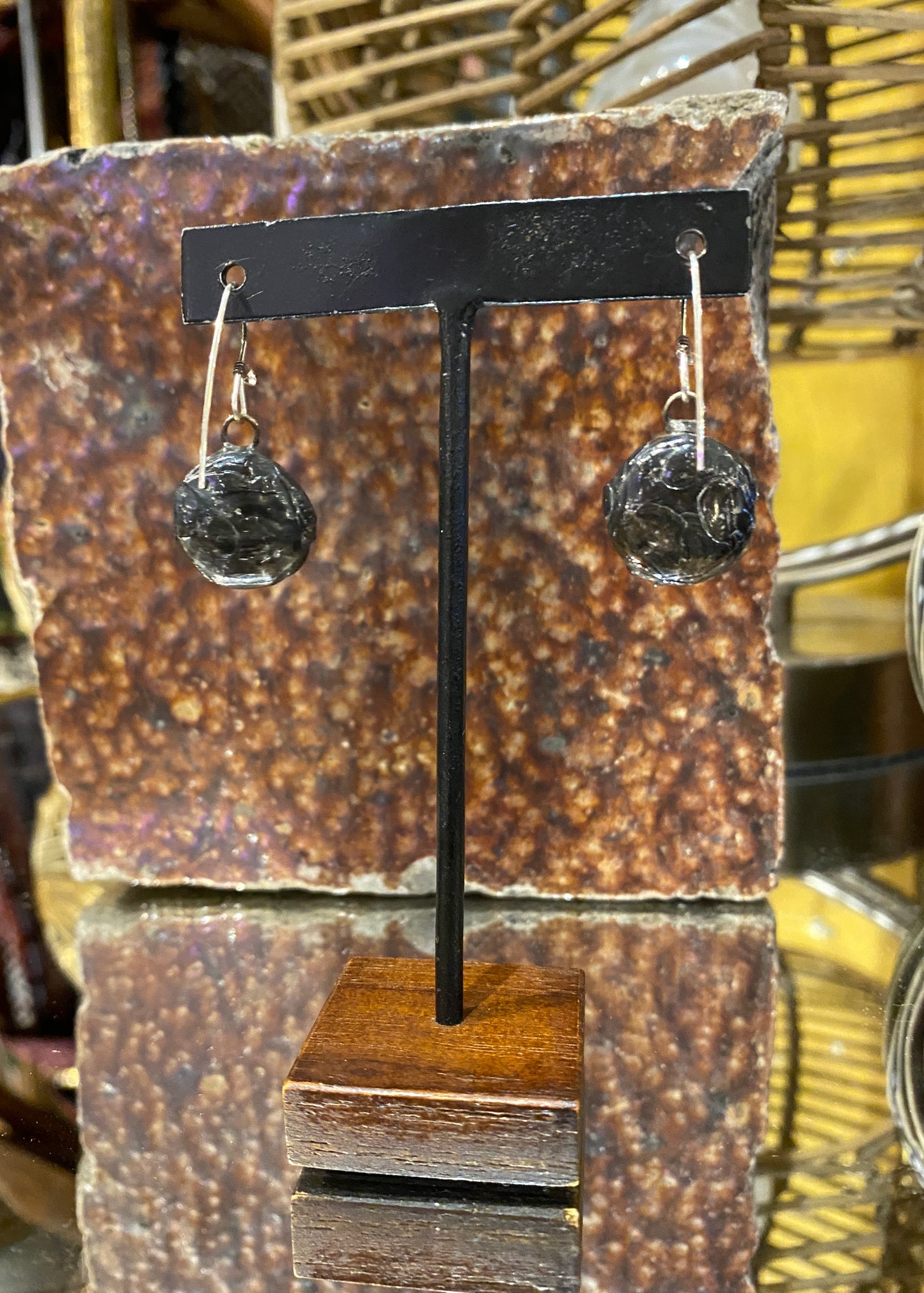 Vintage Round Japanese Foil Earrings