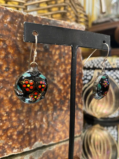 Vintage Round Japanese Floral Earrings