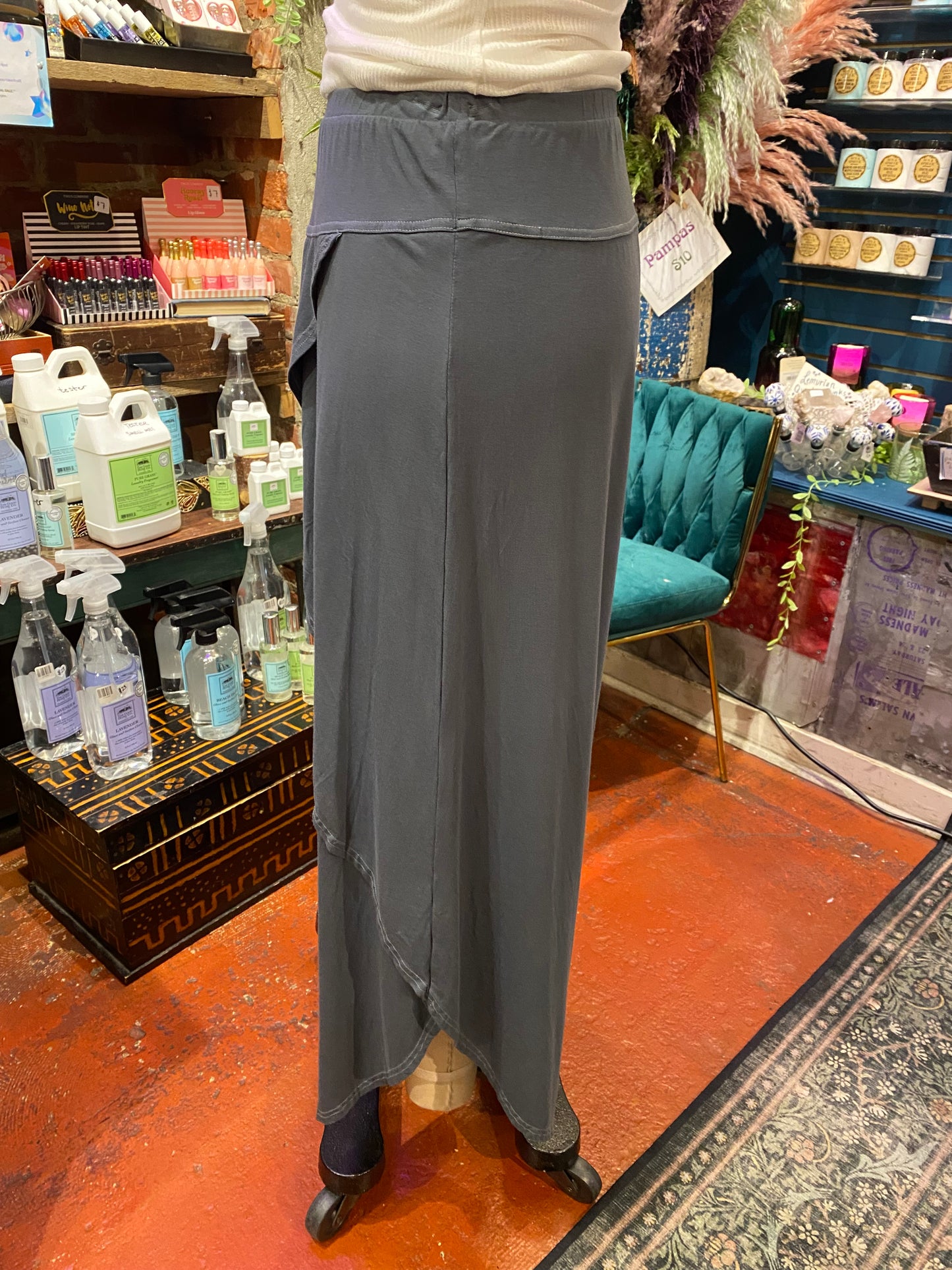 Flowy Leg Wrap Pant - Seaweed