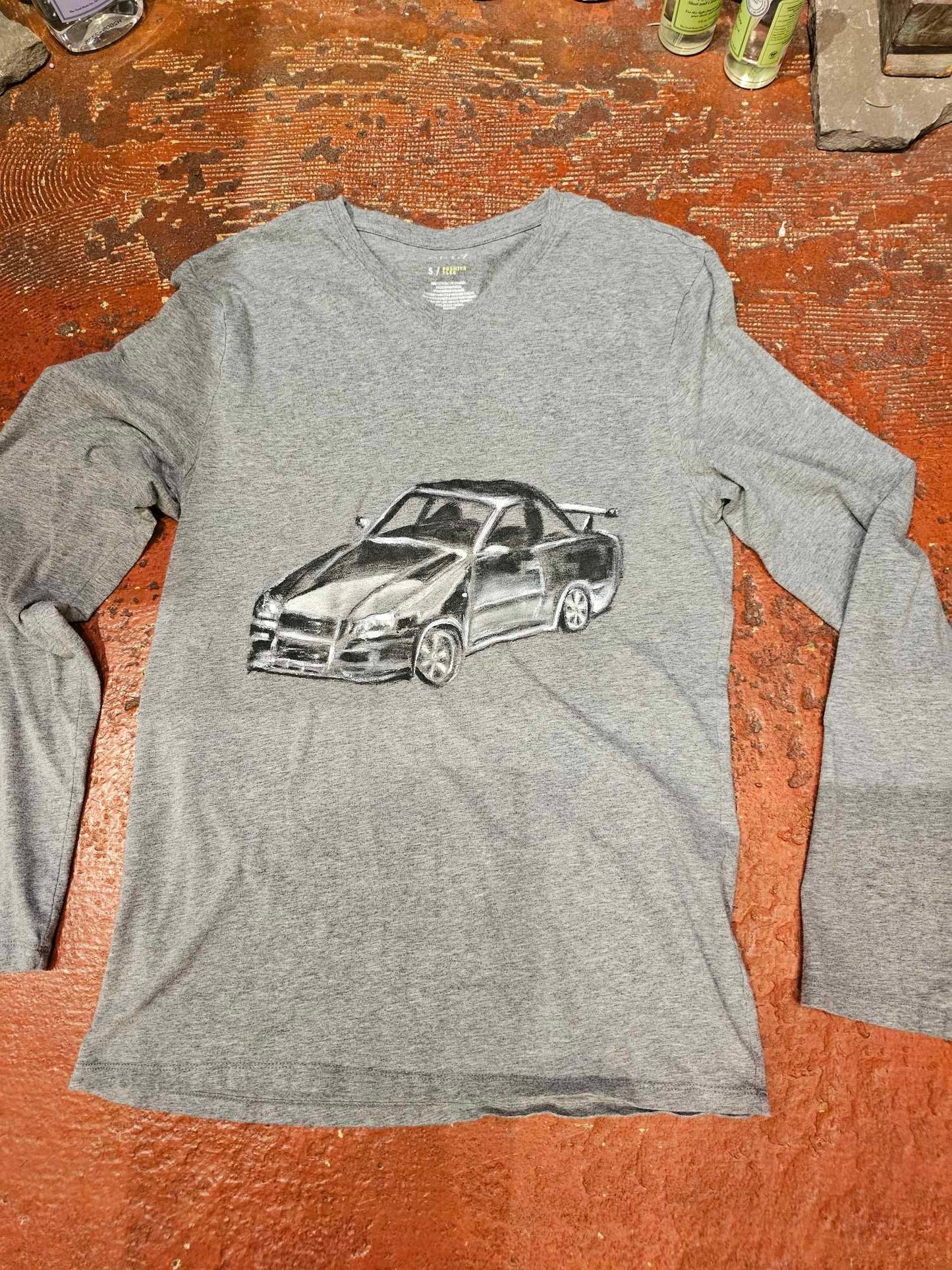 Car Longsleeve - Handpainted & Upcycled - IH4*