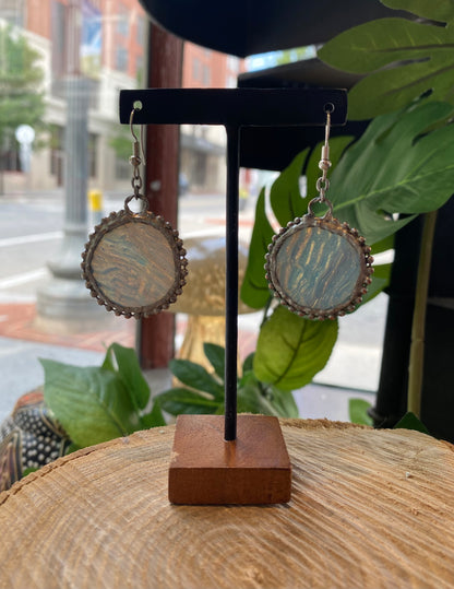 Circle Glass Earrings with Beaded Frame - KC08*