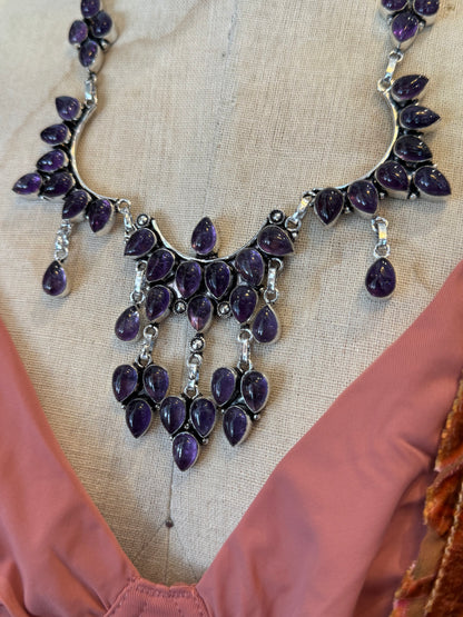 Amethyst Teardrop Cluster Necklace