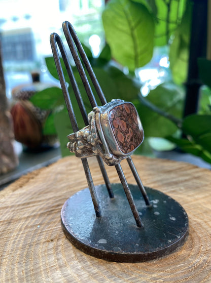 Rectangle Ocean Jasper Fine Silver Ring *425R-21