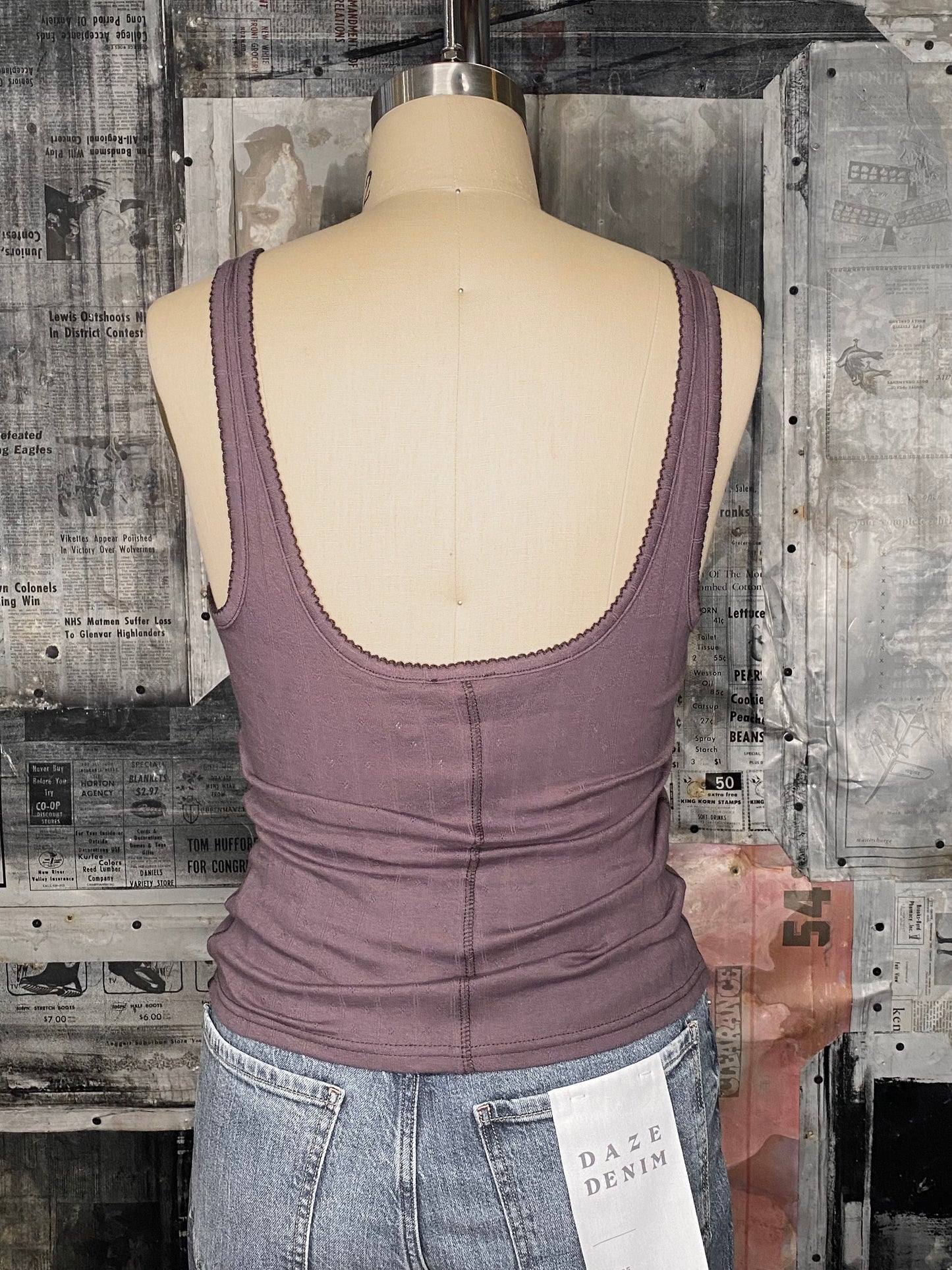 End Game Pointelle Tank - Volcanic Glass