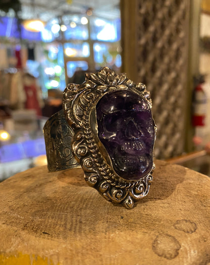 Amethyst Skull Cuff Bracelet (1)