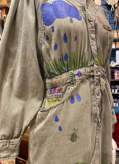 Snail Trail Free People Green Denim Dress - Sharayah Doty*